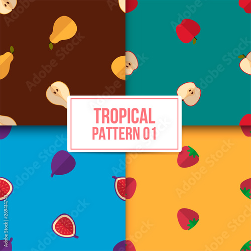 Bundle tropical Pattern 01 with a beautiful flat background