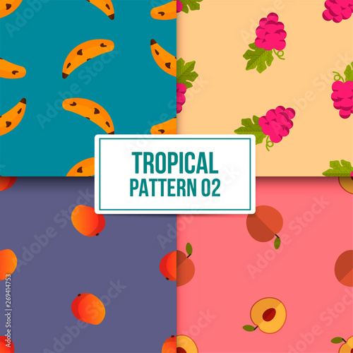 Bundle tropical Pattern 02 with a beautiful flat background