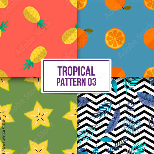 Bundle tropical Pattern 03 with a beautiful flat background