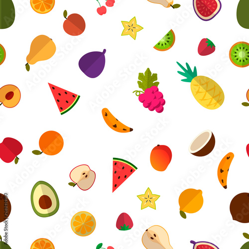 Fuit Salad Pattern with a beautiful flat background