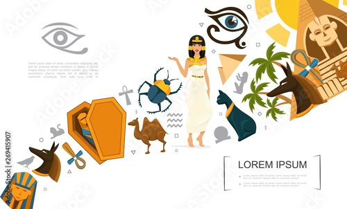 Flat Egypt Symbols Concept