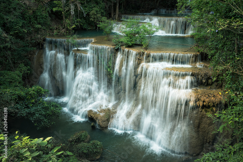 Huay Maekamin Waterfall Tier 4 (Chatkaew) in Kanchanaburi, Thailand  photo by long exposure with slow speed shutter © Meng_Dakara