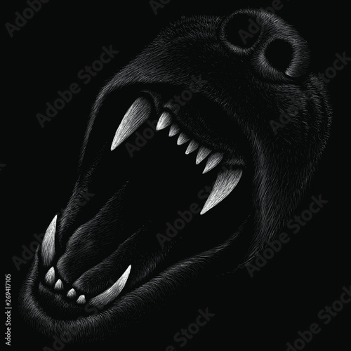 The Vector logo dog  or wolf for tattoo or T-shirt design or outwear.  Cute print style dog  or wolf  background.