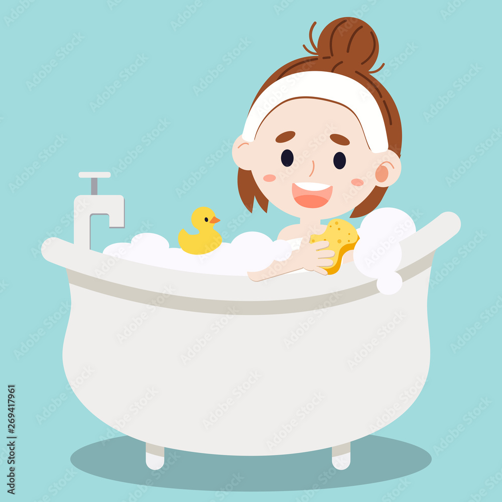 Naklejka premium Women taking a Bath.