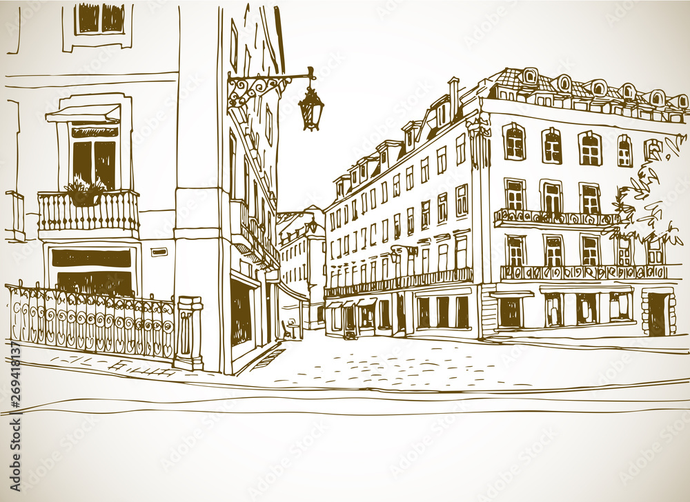 This my first time drawing a street view in perspective i think it turned  out okey what do you think   rdrawing