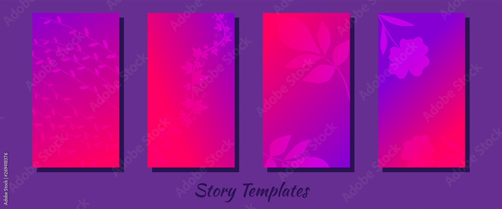 Vertical modern bright background template with a gradient of blue, pink, purple. Suitable for social networks, history, internet banner, flyer, brochure, invitation or wallpaper on your phone. Set