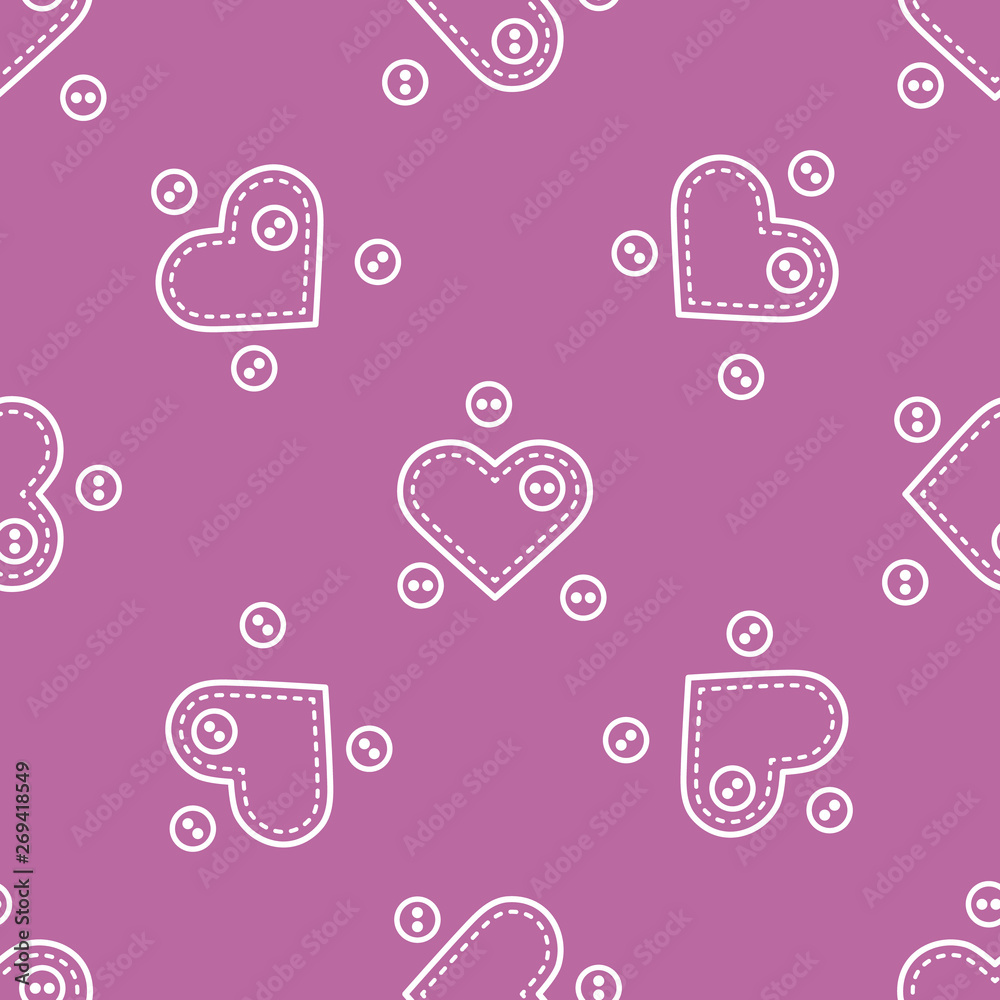 Pattern with hearts and buttons. Valentine's