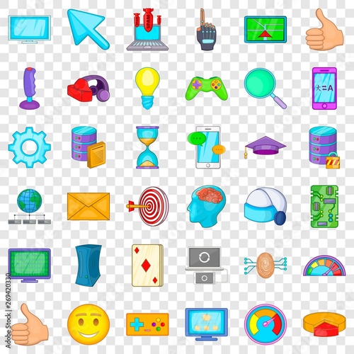 Joystick icons set. Cartoon style of 36 joystick vector icons for web for any design © ylivdesign