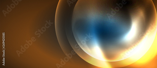 Blue neon bubbles and circles abstract background, futuristic magic techno design