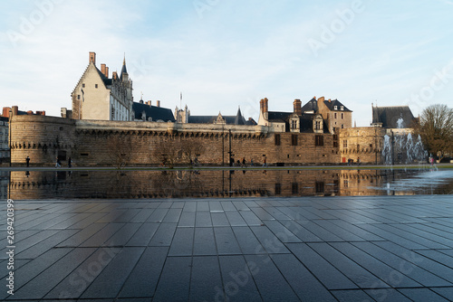 the mirror of water on the esplanade of the castle of the Dukes of Brittany in Nantes photo