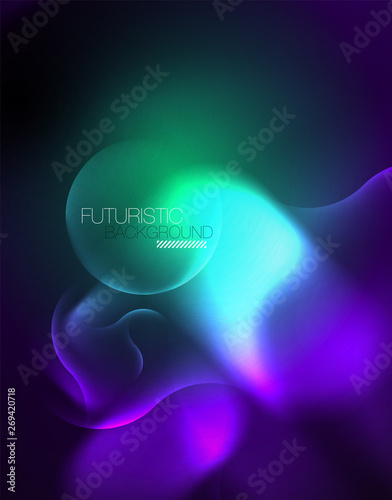 Shiny metallic neon waves vector design