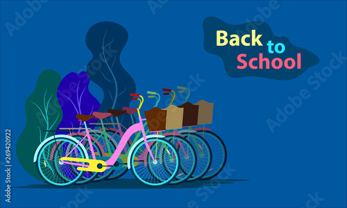 back to school. the bicycle at school park. vector illustration eps10