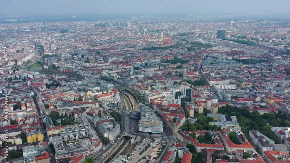 Aerial view of cityscape of Vienna, historic center of city - landscape panorama of Austria from above, Europe Aerial view of cityscape of Vienna, historic center of city - landscape panorama of Austria from above, Europe