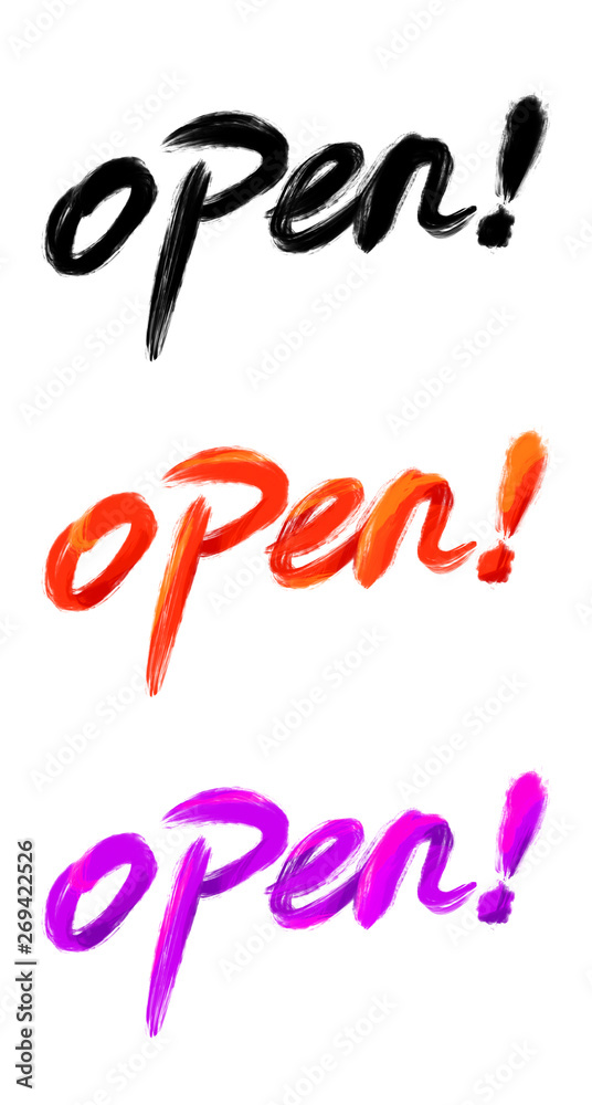 Handwritten calligraphy title “open” Handwritten calligraphy title “open”