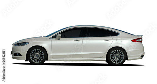 sedan, white car on white background