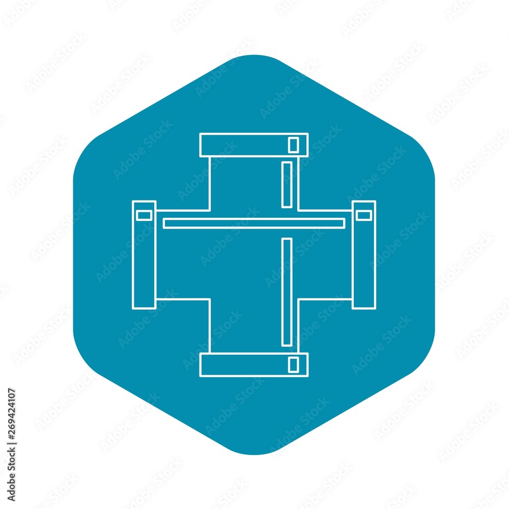Pipe fitting icon. Outline illustration of pipe fitting vector icon for web Pipe fitting icon. Outline illustration of pipe fitting vector icon for web