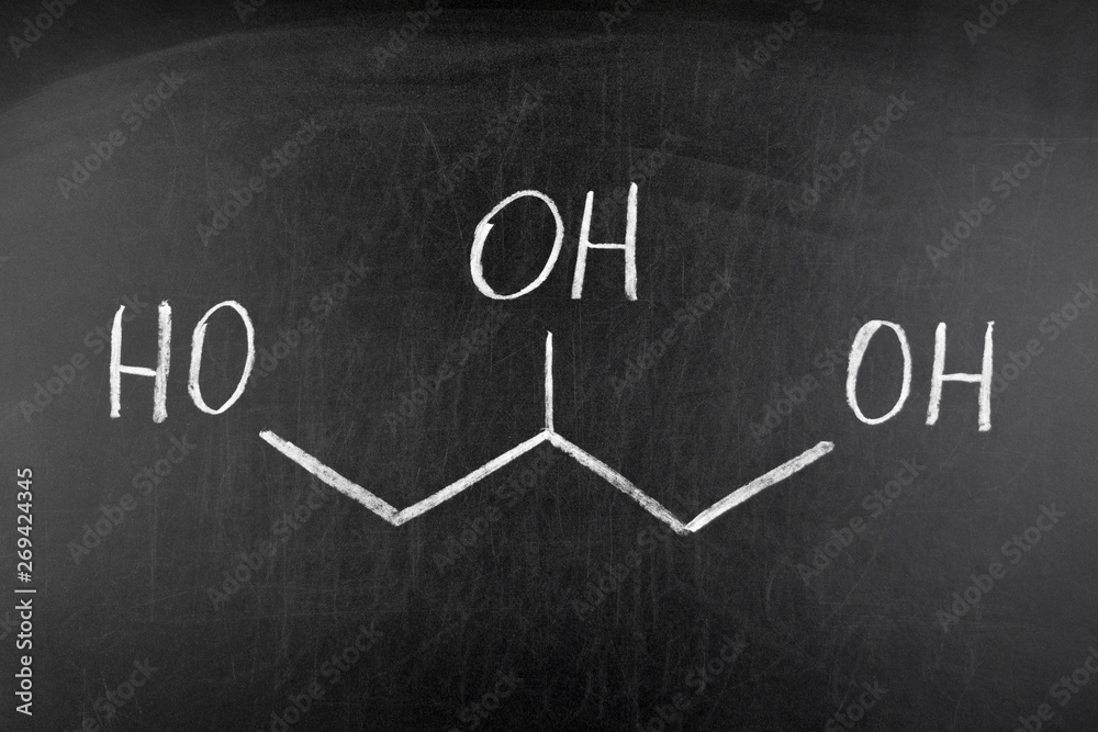 Blackboard with the chemical formula of Glycerol Blackboard with the chemical formula of Glycerol