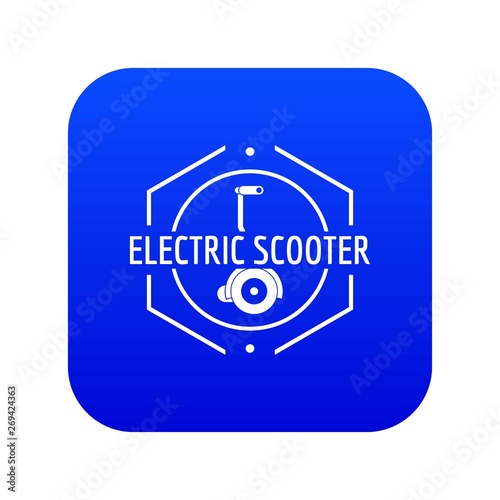 Electric scooter icon blue vector isolated on white background