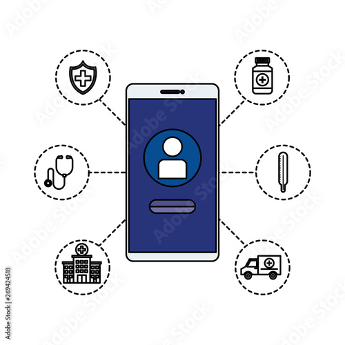 smartphone with telemedicine icons