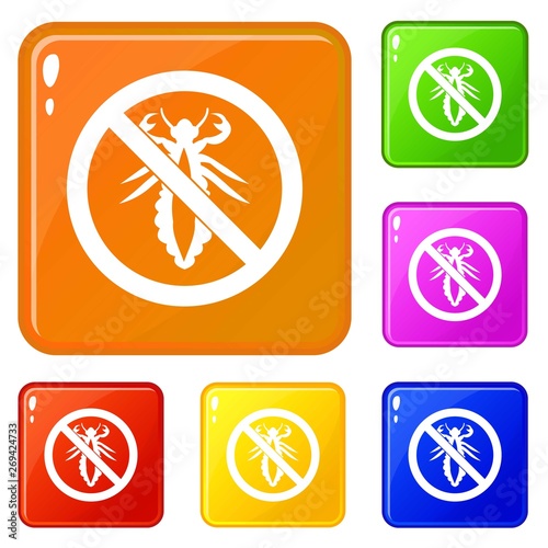 No louse sign icons set collection vector 6 color isolated on white background