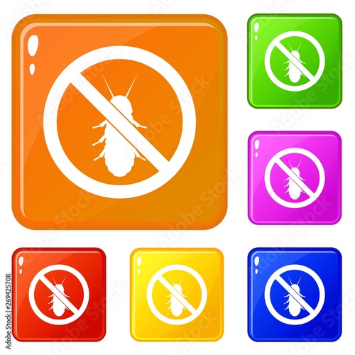 No termite sign icons set collection vector 6 color isolated on white background
