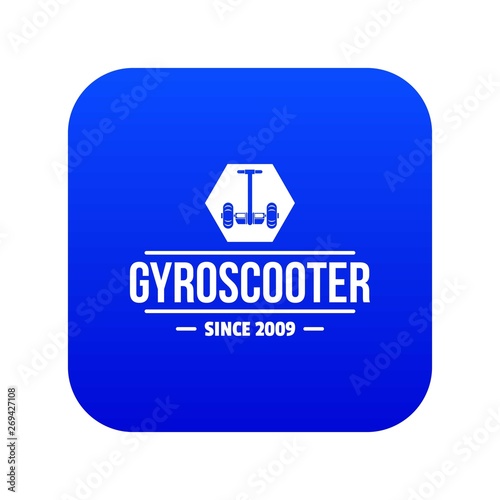 Balance gyro scooter icon blue vector isolated on white background