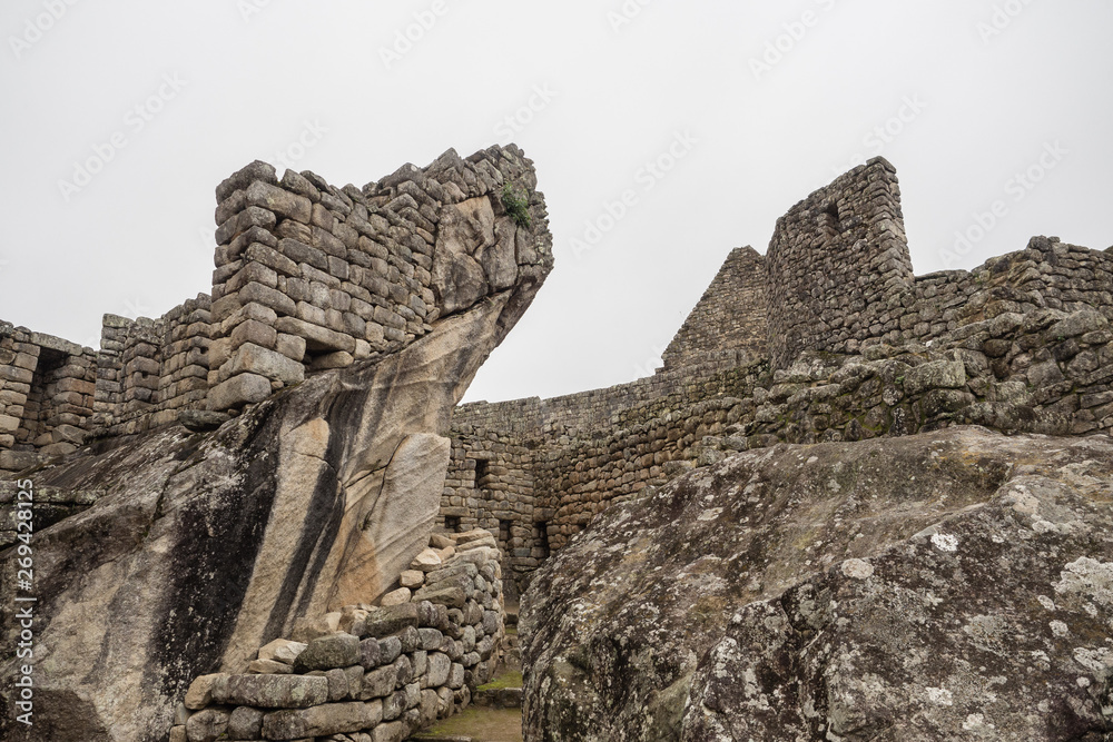 Detail of the architecture in the Inca ruins of Machu Picchu, Cuzco