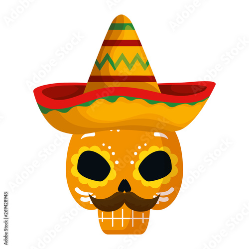 death mask with mexican hat