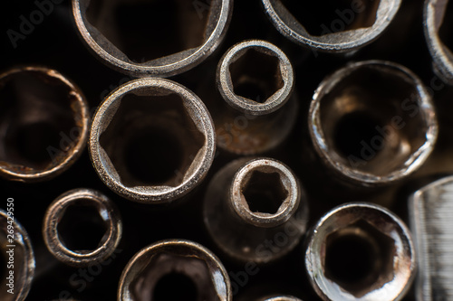 Socket wrenches. Picture from above, you can see the contours. A very nice light.