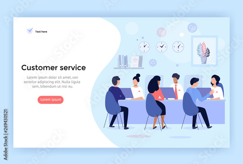 Customer service and advising clients concept illustration,  perfect for web design, banner, mobile app, landing page, vector flat design