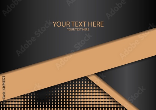 Bright halftone dots and colored inclined ribbons stripes on a dark background. Luxury poster background template.