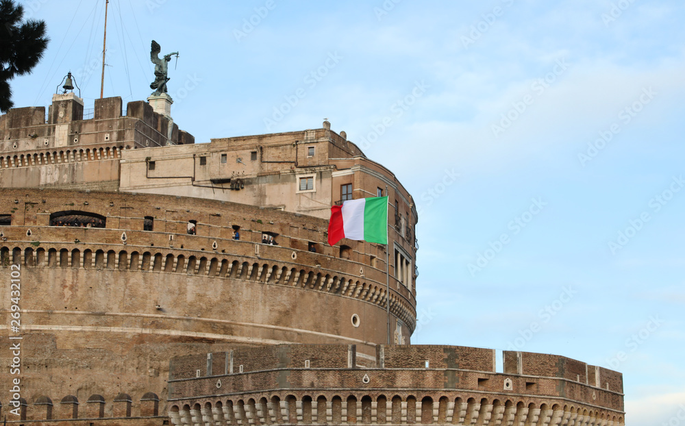 Italian flag waving in Castel Sant'Angelo