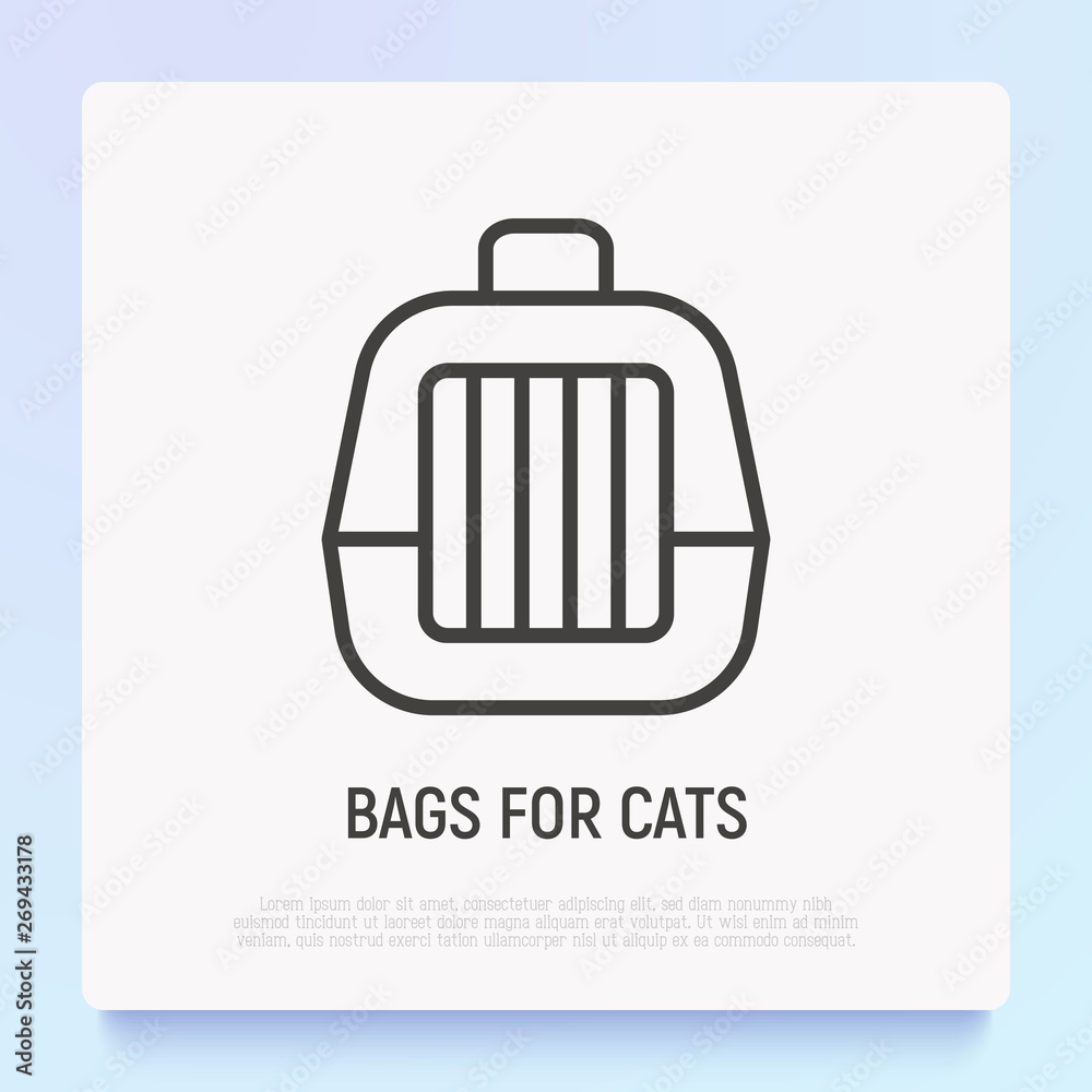 Pet transport bag thin line icon. Modern vector illustration of carrying equipment for cat or dog. Pet transport bag thin line icon. Modern vector illustration of carrying equipment for cat or dog.