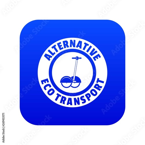 Personal gyro scooter icon blue vector isolated on white background