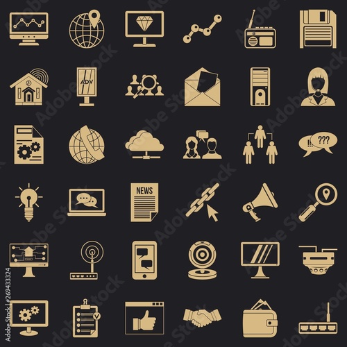 Adv file icons set. Simple style of 36 adv file vector icons for web for any design