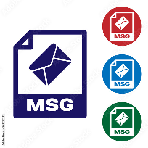 Blue MSG file document icon. Download msg button icon isolated on white background. MSG file symbol. Set color icon in circle buttons. Vector Illustration