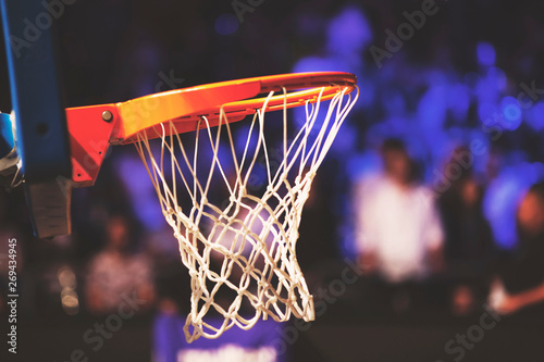 basketball hoop in red neon lights - game day © Melinda Nagy