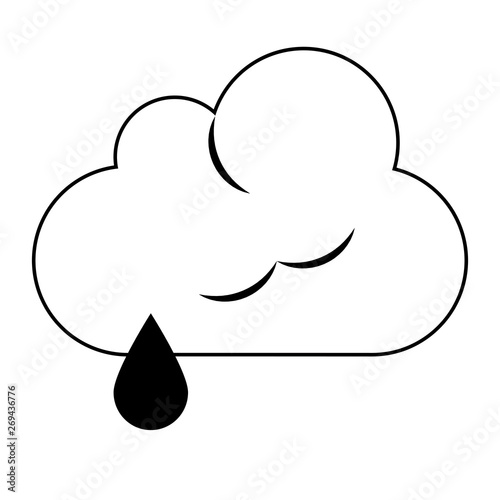 Cloud raining weather symbol cartoon in black and white