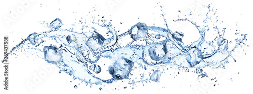 Ice Cubes In Splashing - Cold And Refreshment photo