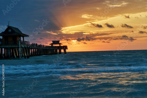 Sunset at Naples Pier in Naples Florida