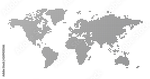 World map square dotted style, vector illustration isolated on white background.