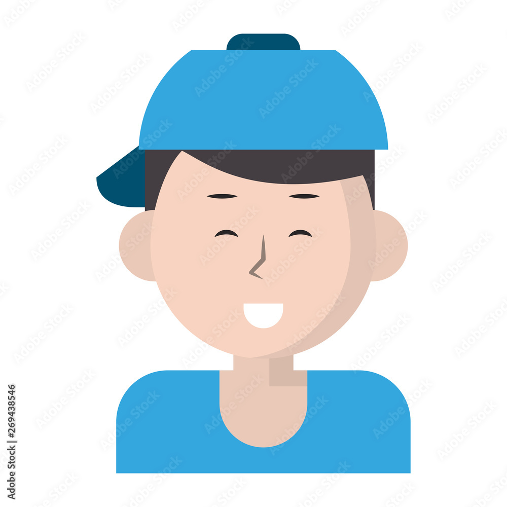 Young man smiling with hat cartoon