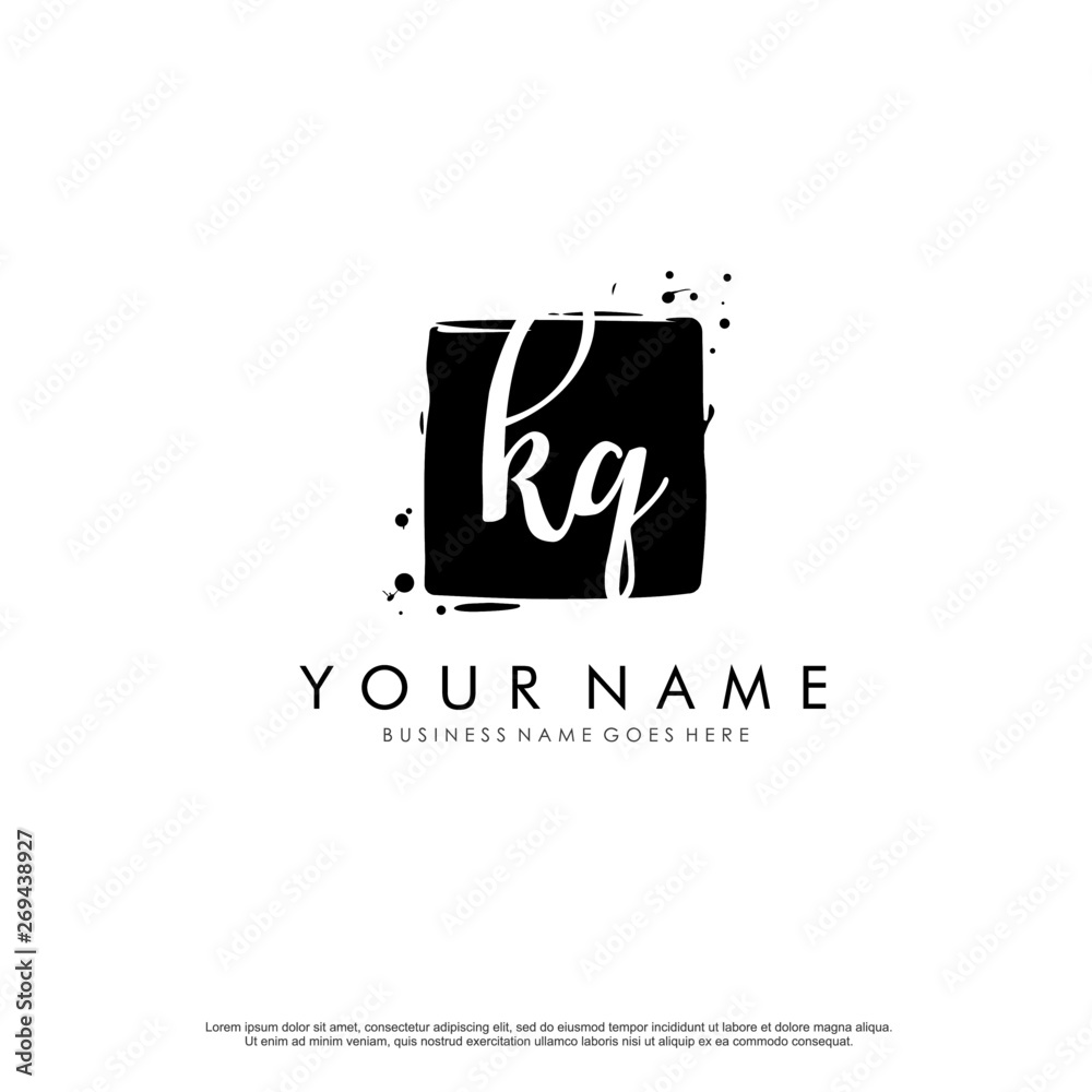 K Q KQ initial square logo template vector