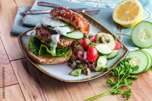 Greek Stuffed Turkey Hamburger photo