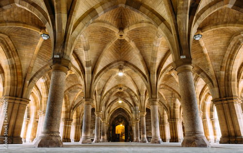 GlThe Cloisters (also known as The Undercroft) - iconic part of the University of Glasgow main biulding in Glasgow, Scotland, United Kingdom. photo