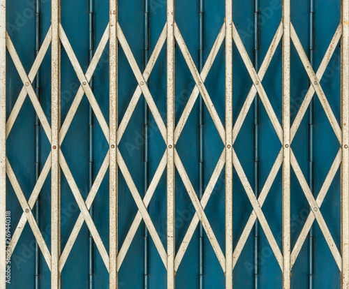 fold able metal vintage door blue color