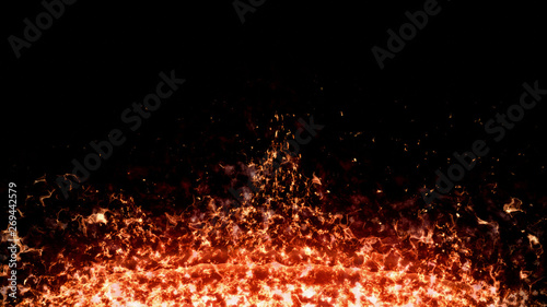 Flame surface, flame blaze on a black background Mo for the banner