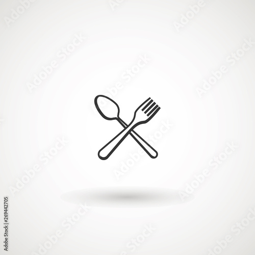 Spoon Fork Icon. Restaurant, Canteen, Cutlery or Foodcourt Illustrationt As A Simple Vector Sign Trendy Symbol for Design and Websites, Presentation or Mobile Application. - Vector. photo