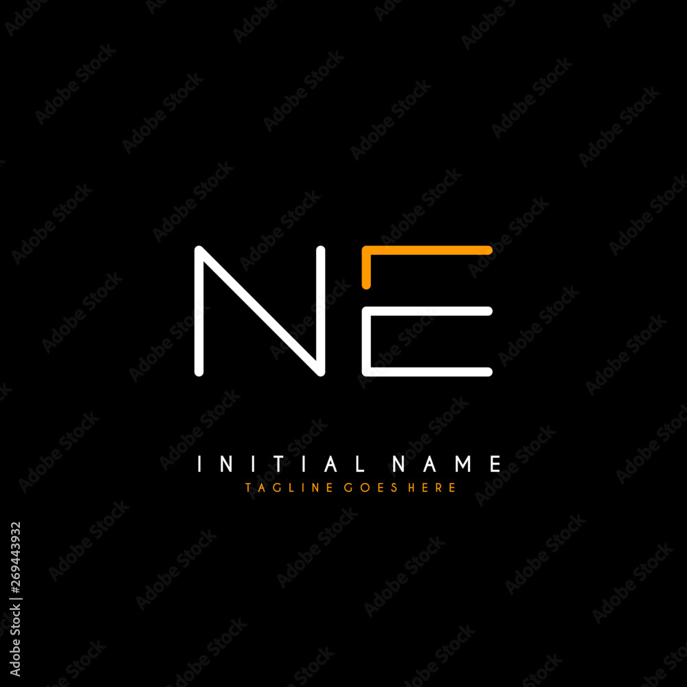 Initial N E NE minimalist modern logo identity vector - obrazy, fototapety, plakaty 
