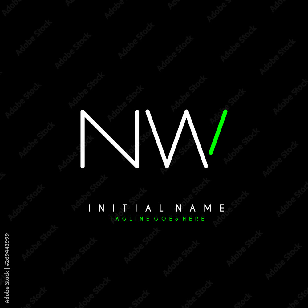 Initial N W NW minimalist modern logo identity vector